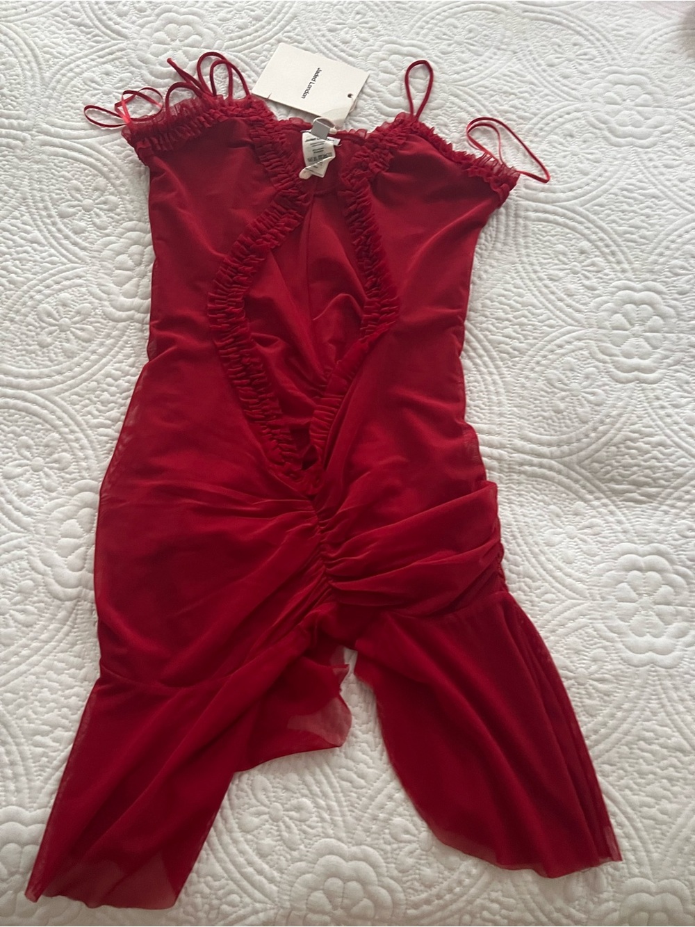 Jaded London Red Lace-Trim Cutout Mini Dress - Picture 4 of 5